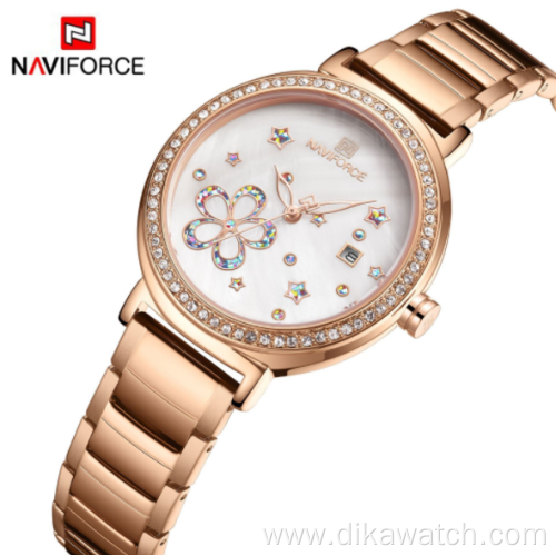 New NAVIFORCE 5016 ladies watch female waterproof quartz watch steel band watch